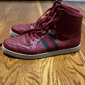 Gucci Web Leather High Trainers